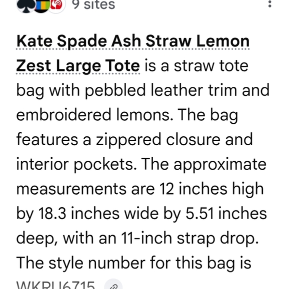 Kate Spade Ash Straw Lemon Zest Tote - Picture 11 of 14